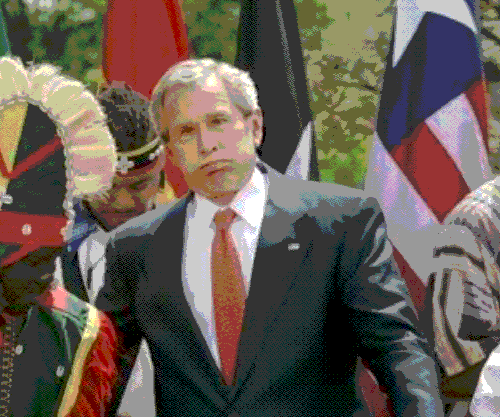 ginger kid messes with G. W. Bush