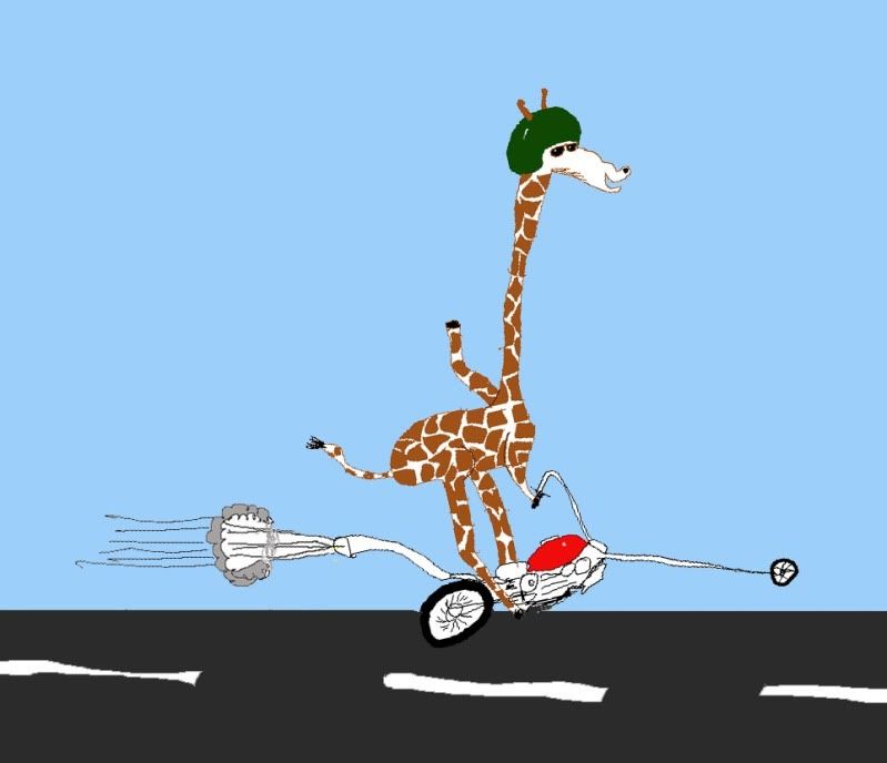 giraffe pulling wheelie