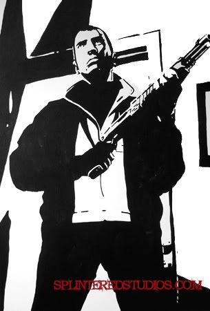 gtaIVgunin door black and white pop art