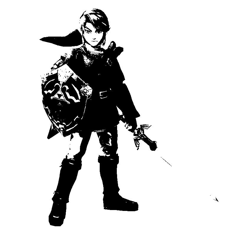 adult link in twilight princess black and white pop art form