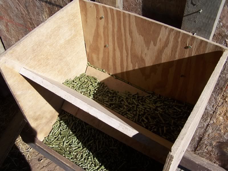 Easy to build feeder for Alfalfa cubes or pellets? - Goats
