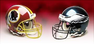 Redskins Eagles helmets