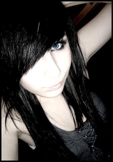 Girl Black Hair Blue Eyes title=