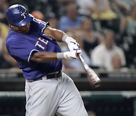 Marlon Byrd hit 2 homeruns against the Angels on Tuesday, leading Texas to a big win.