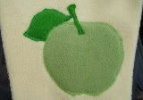 An Apple a Day, appliqued fleece shorties, Large