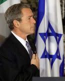 President George W Bush with Israel flag