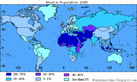Worldwide Muslim Population distribution map