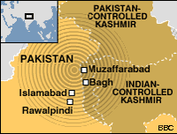 Quake affected area map