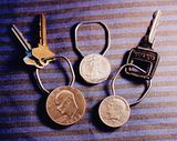 Keychains made from coins.