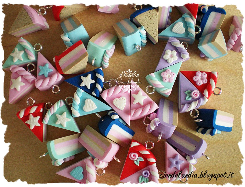Charms, ciondoli fette di torta fimo