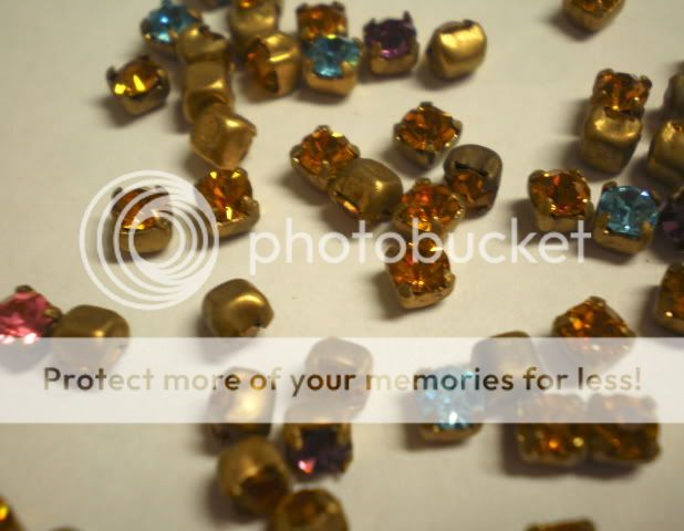 Lot of 300 Pcs Multi Colored Faceted Glass Jewels Brass  